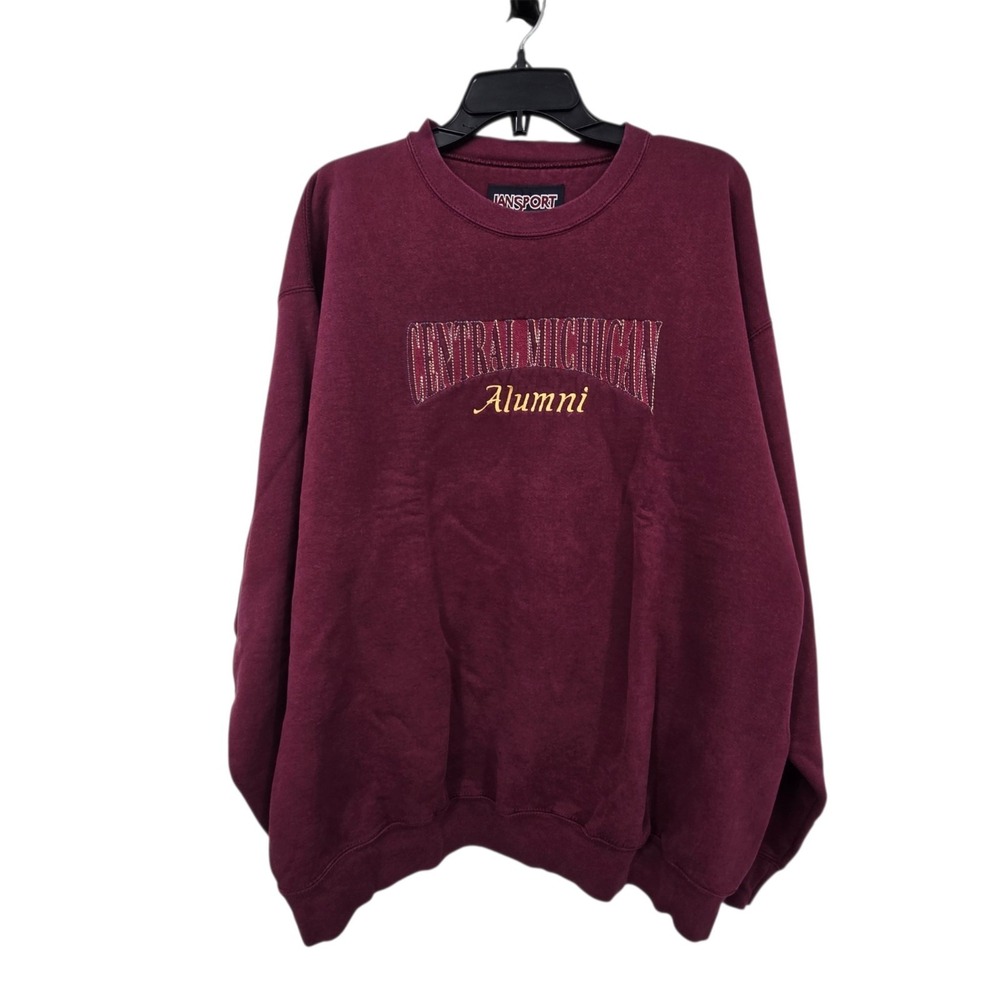 Vtg JanSport Central Michigan Alumni Crewneck Sweatshirt Men's XL Burgundy USA